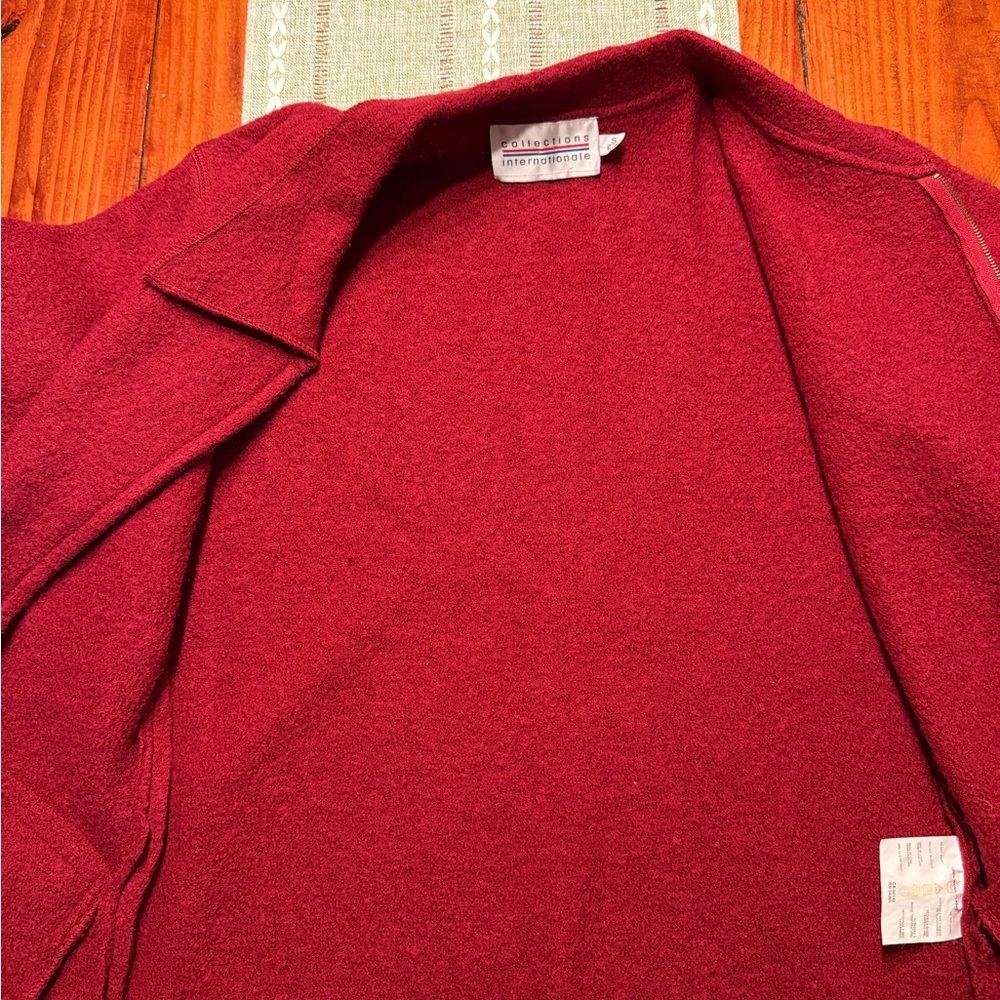 Vintage Classic Ruby Red 100% Wool Jacket - Size Small - Picture 8 of 10